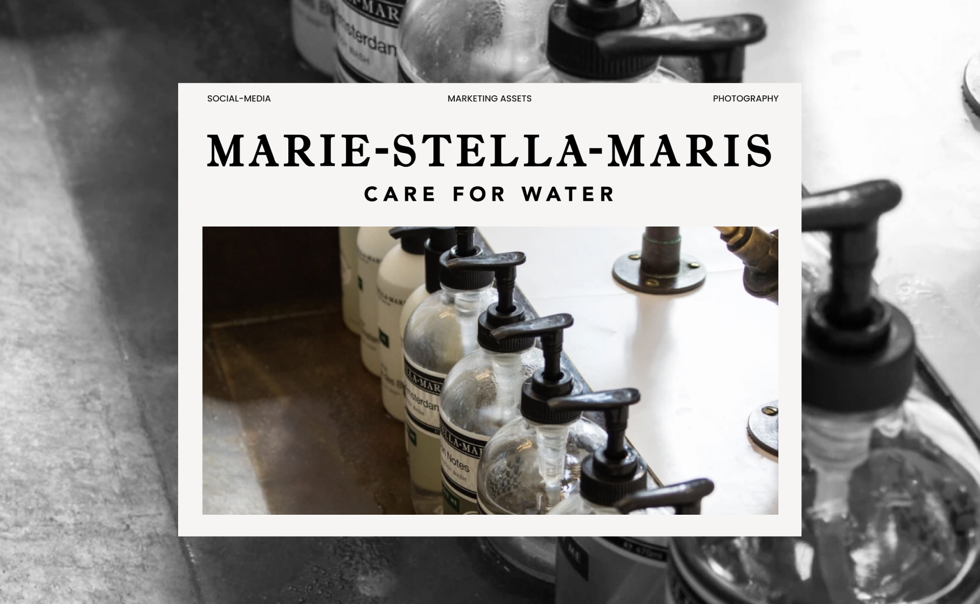 Stationery design of letterhead and business cards for the company Anders on top of a blurred photo of a house interior.